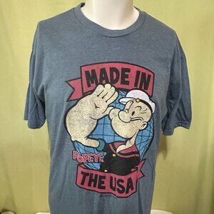 Popeye Made in the USA Savvy 2014 Men's Blue Shirt Large 50/50